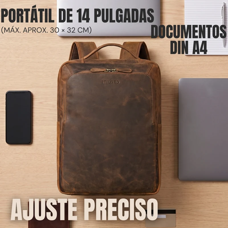 "Martin" Laptop Rucksack Leder 13 bis 14 Zoll für Herren und Damen