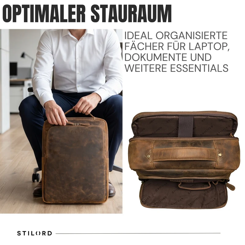 "Martin" Laptop Rucksack Leder 13 bis 14 Zoll für Herren und Damen