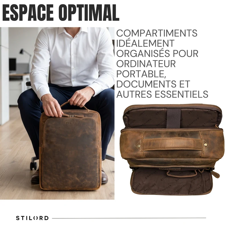 "Martin" Laptop Rucksack Leder 13 bis 14 Zoll für Herren und Damen