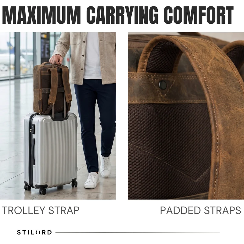 "Martin" Laptop Rucksack Leder 13 bis 14 Zoll für Herren und Damen