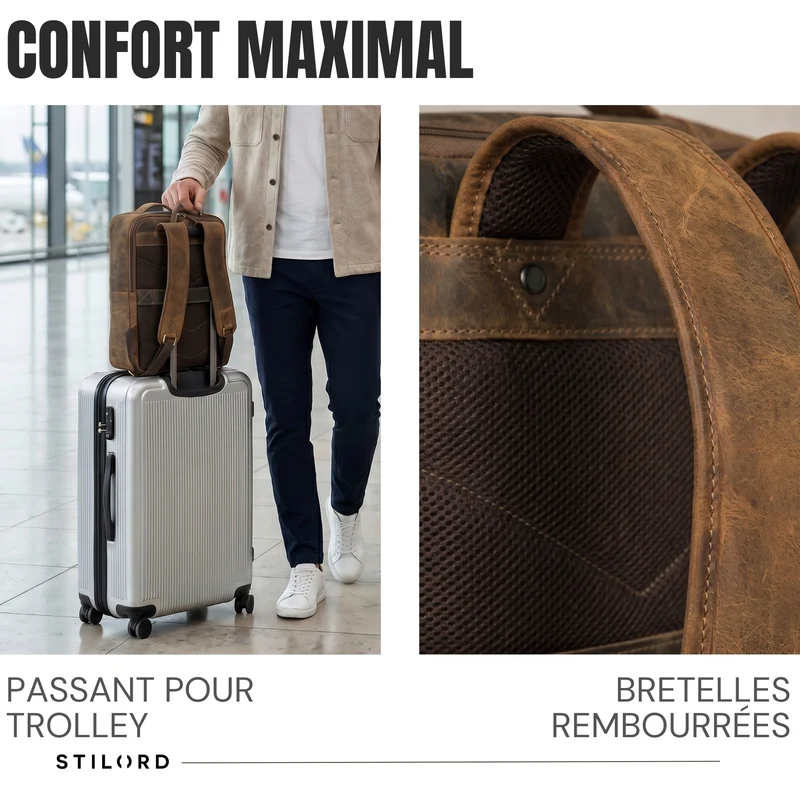 "Martin" Laptop Rucksack Leder 13 bis 14 Zoll für Herren und Damen