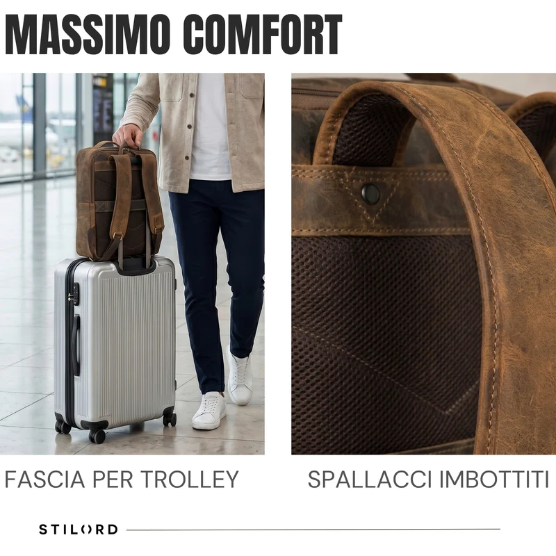"Martin" Laptop Rucksack Leder 13 bis 14 Zoll für Herren und Damen