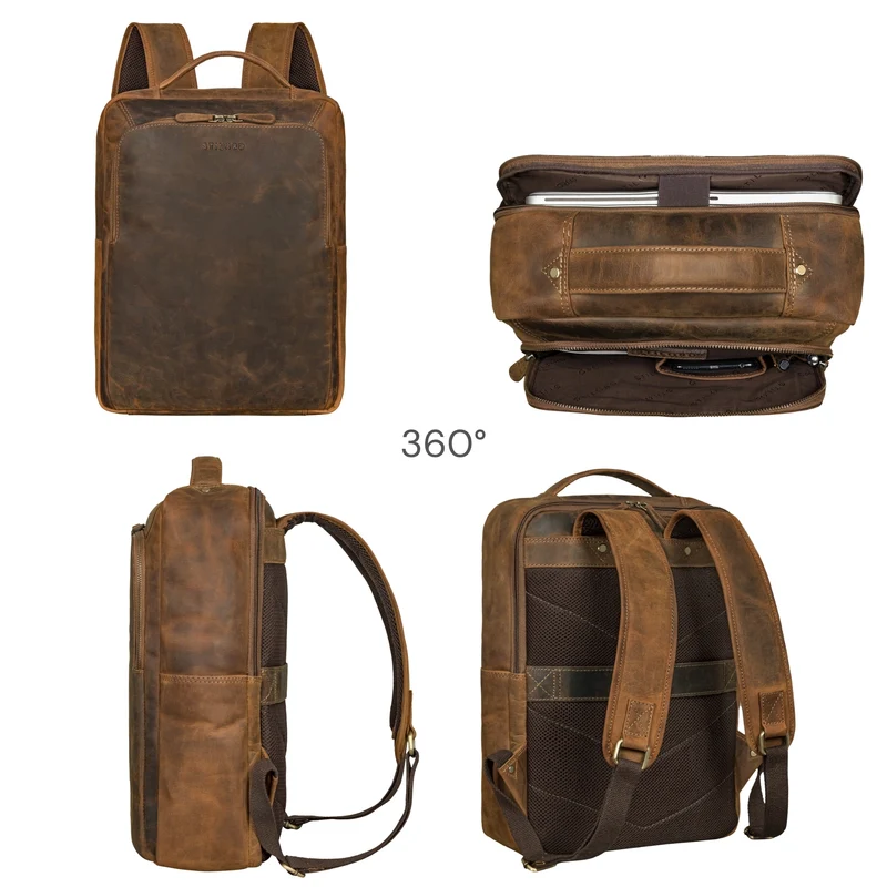 "Martin" Laptop Rucksack Leder 13 bis 14 Zoll für Herren und Damen