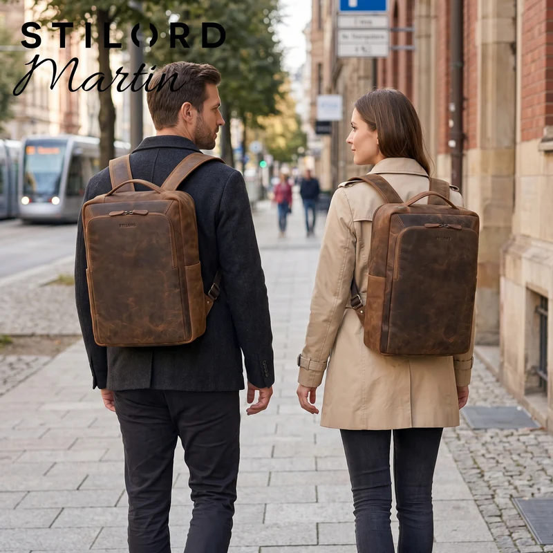"Martin" Laptop Rucksack Leder 13 bis 14 Zoll für Herren und Damen