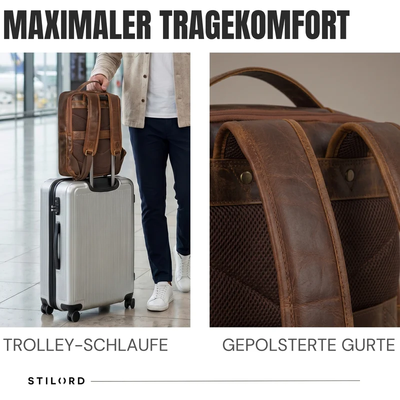 "Martin" Laptop Rucksack Leder 13 bis 14 Zoll für Herren und Damen