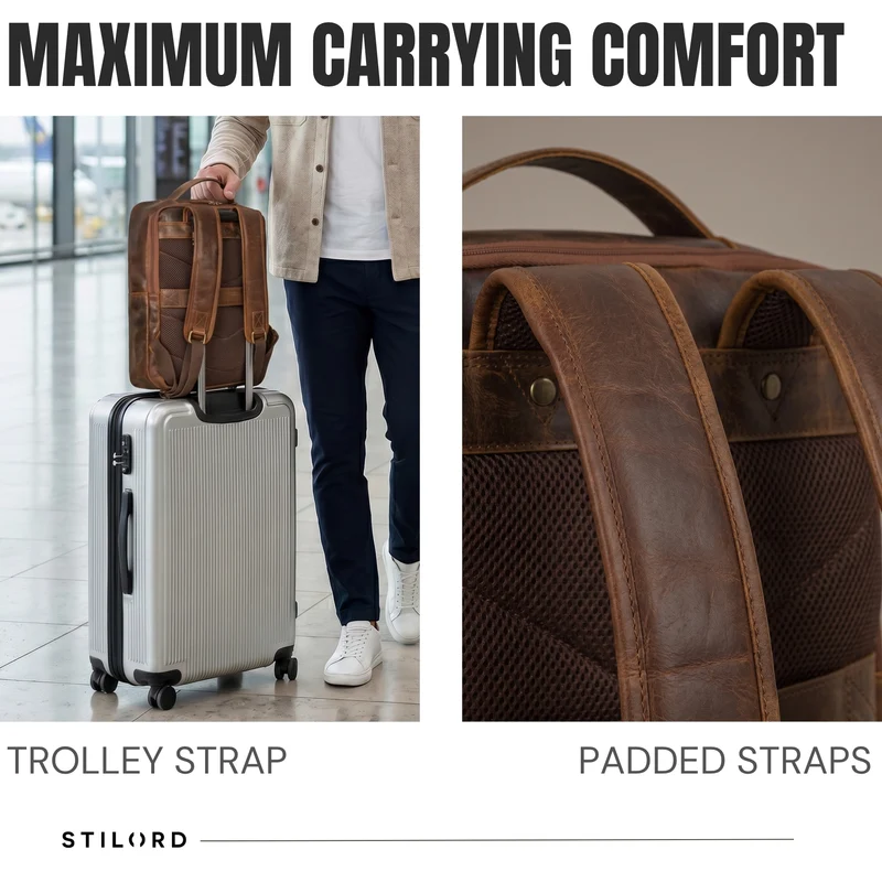 "Martin" Laptop Rucksack Leder 13 bis 14 Zoll für Herren und Damen