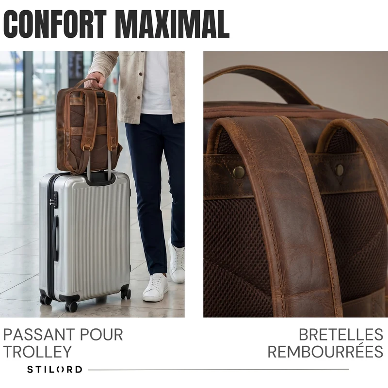 "Martin" Laptop Rucksack Leder 13 bis 14 Zoll für Herren und Damen
