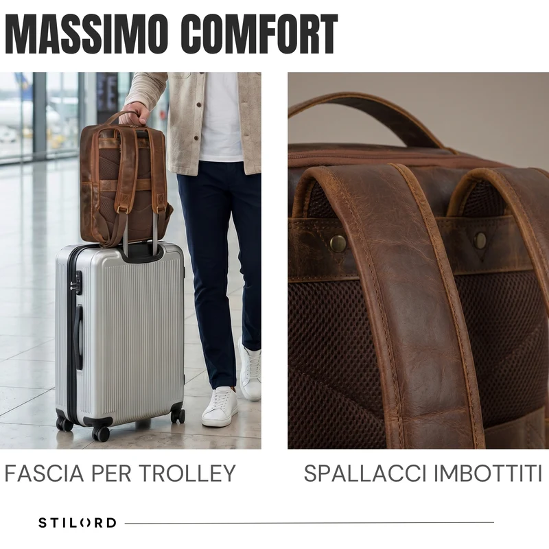 "Martin" Laptop Rucksack Leder 13 bis 14 Zoll für Herren und Damen
