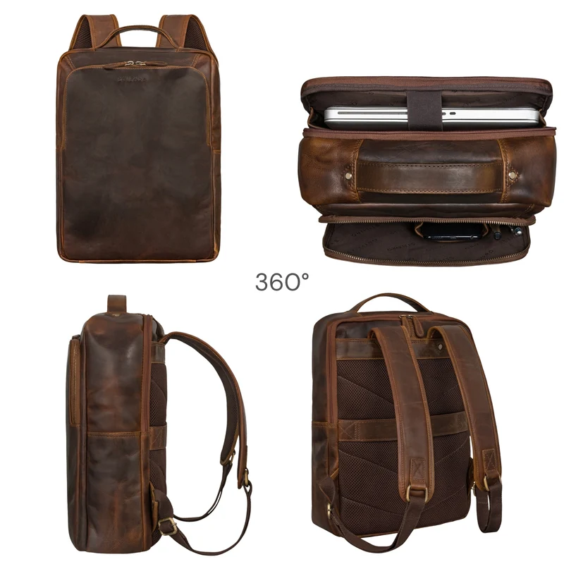 "Martin" Laptop Rucksack Leder 13 bis 14 Zoll für Herren und Damen