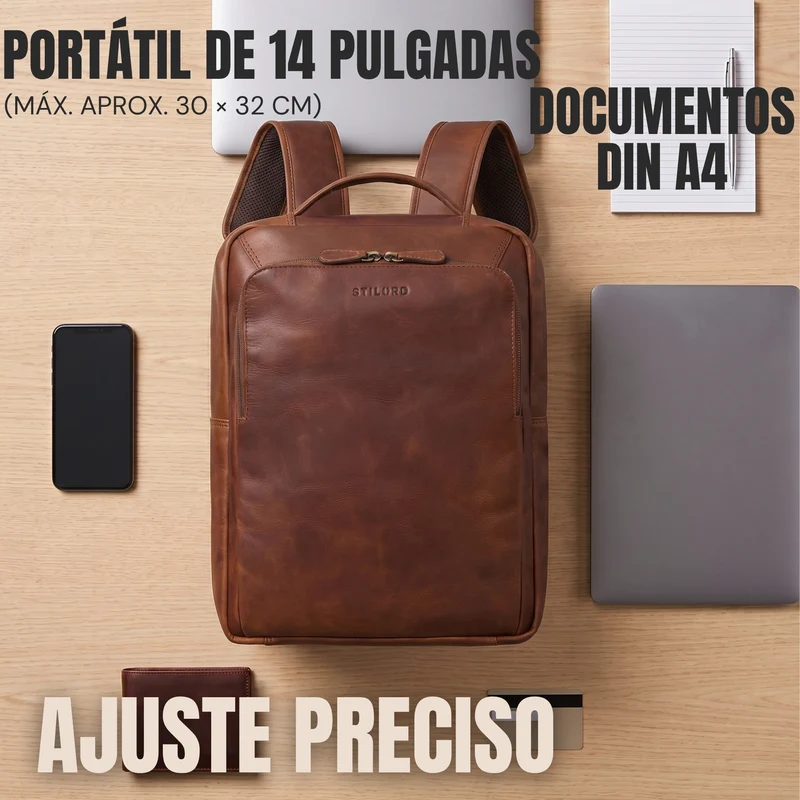 "Martin" Laptop Rucksack Leder 13 bis 14 Zoll für Herren und Damen