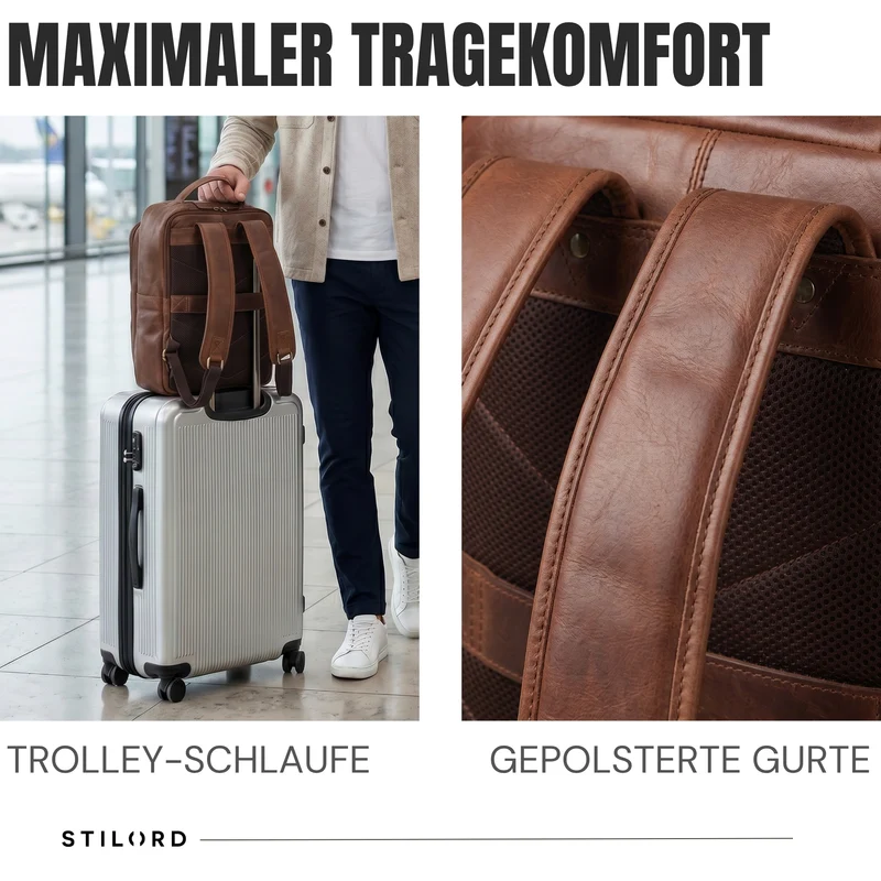 "Martin" Laptop Rucksack Leder 13 bis 14 Zoll für Herren und Damen
