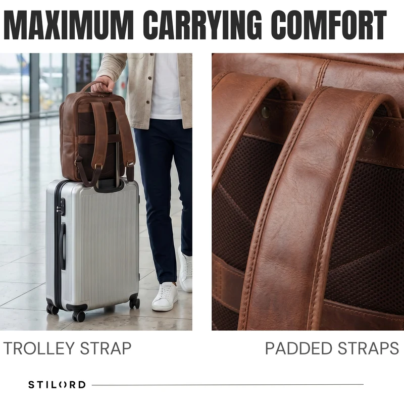 "Martin" Laptop Rucksack Leder 13 bis 14 Zoll für Herren und Damen