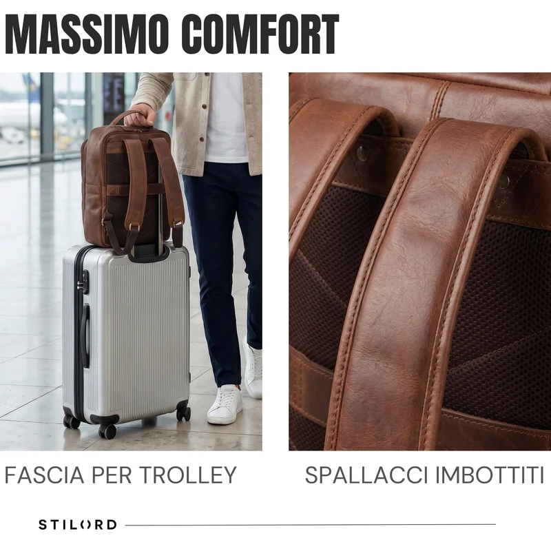 "Martin" Laptop Rucksack Leder 13 bis 14 Zoll für Herren und Damen