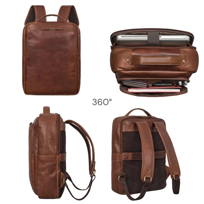 "Martin" Laptop Rucksack Leder 13 bis 14 Zoll für Herren und Damen