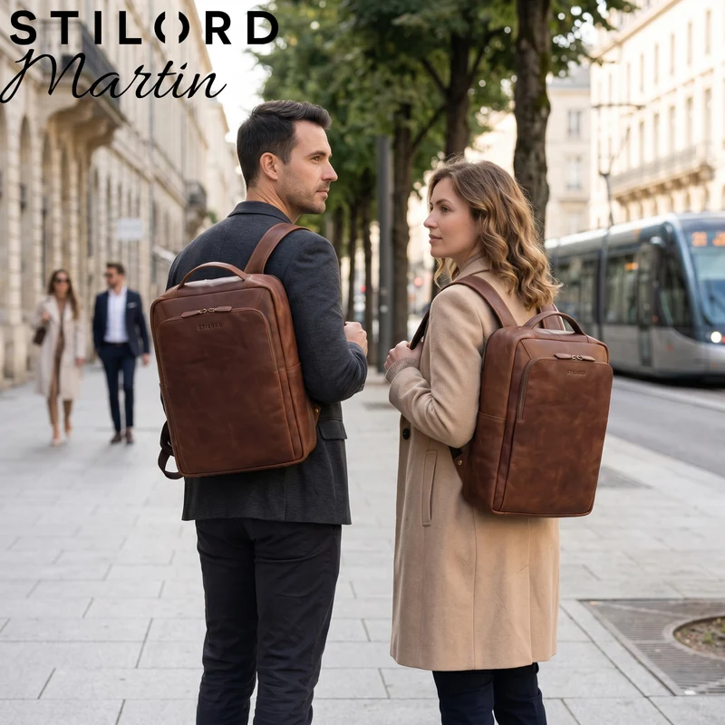 "Martin" Laptop Rucksack Leder 13 bis 14 Zoll für Herren und Damen