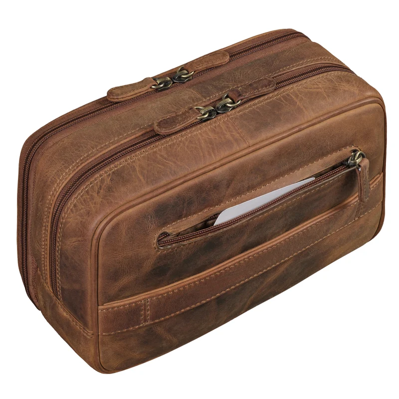 "Voyager" Vintage Kulturtasche Leder Herren Damen Groß