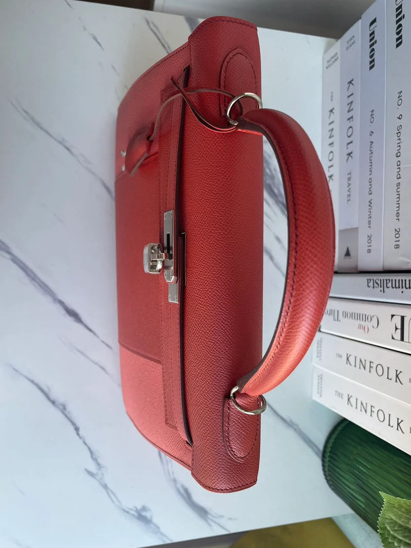 Hermès Kelly 32 Sellier Zweifarbig Rosa & Koralle Epsom (Palladium-Beschläge)