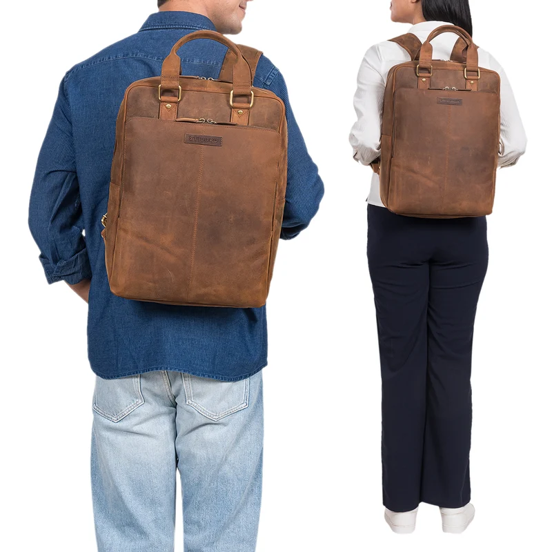 "Ingo" Schmaler Laptop Rucksack Leder Herren & Damen
