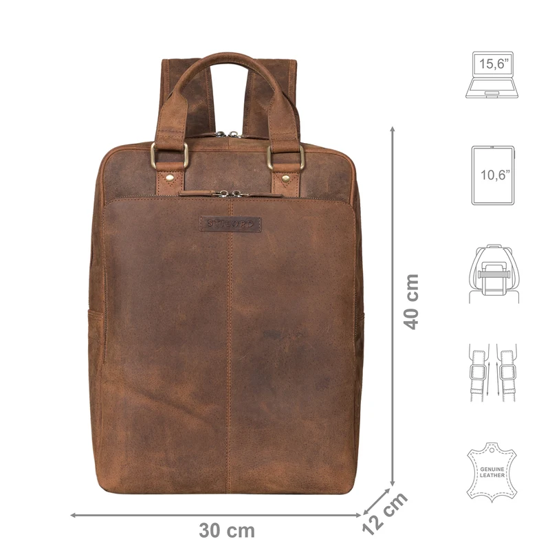 "Ingo" Schmaler Laptop Rucksack Leder Herren & Damen