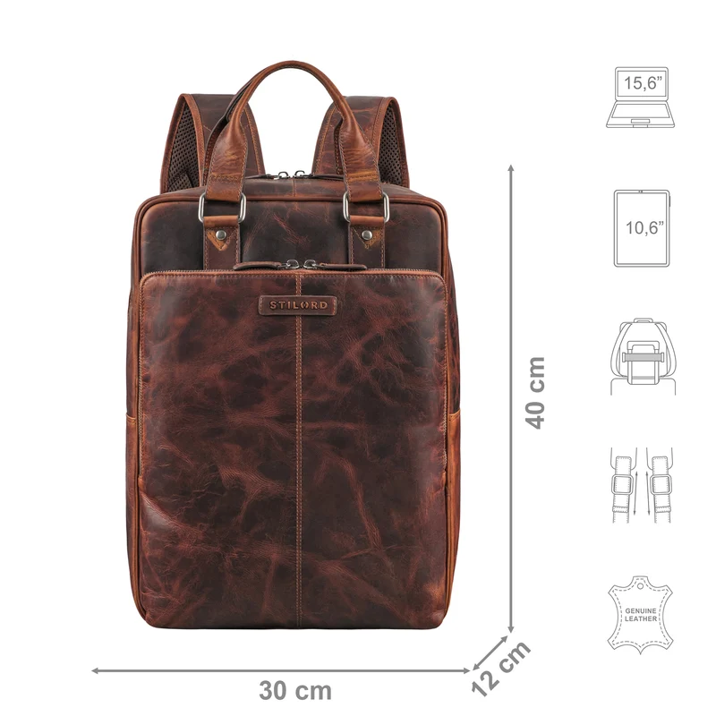 "Ingo" Schmaler Laptop Rucksack Leder Herren & Damen