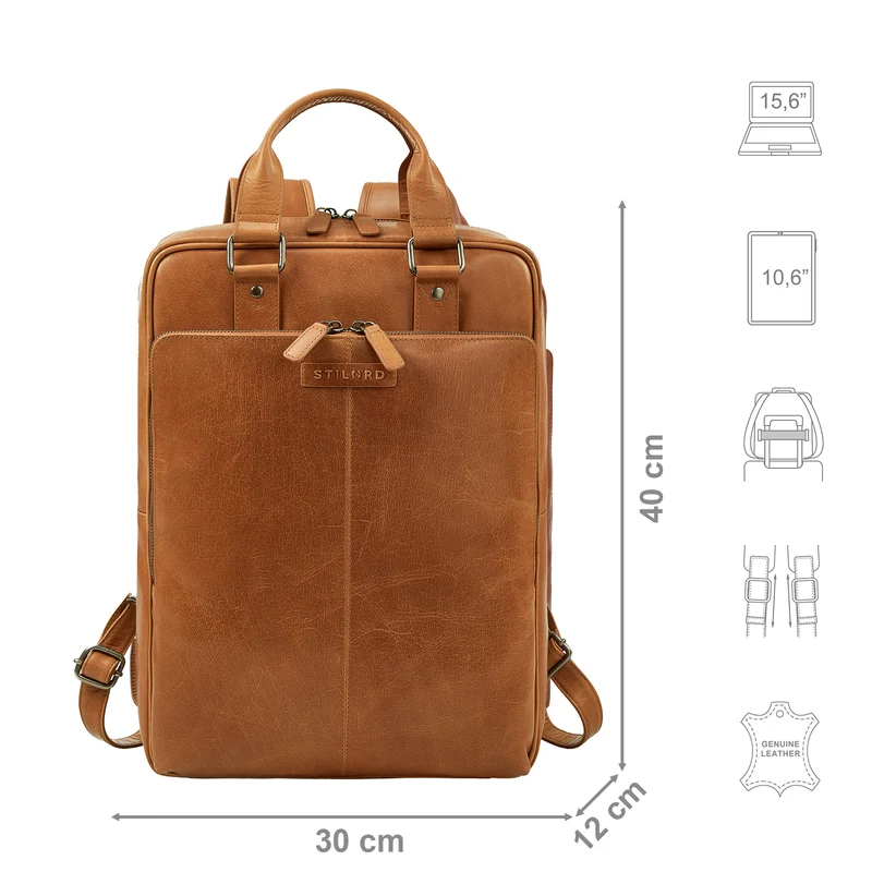 "Ingo" Schmaler Laptop Rucksack Leder Herren & Damen