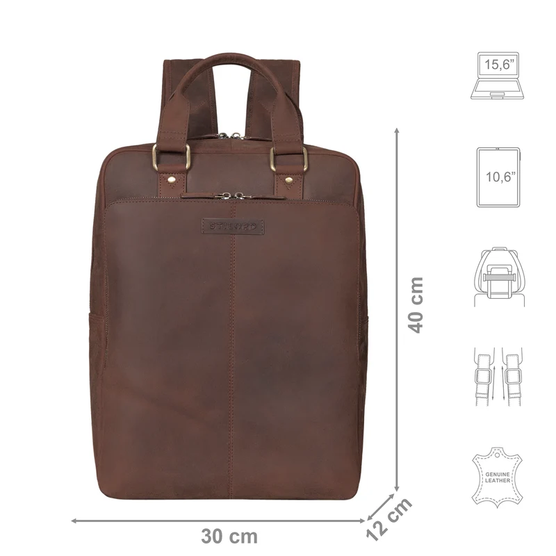 "Ingo" Schmaler Laptop Rucksack Leder Herren & Damen