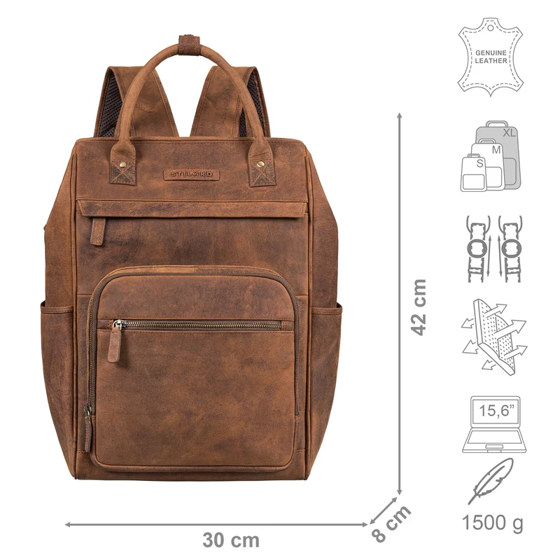 "Wendelin" Premium Leder Rucksack mit Laptop-Fach