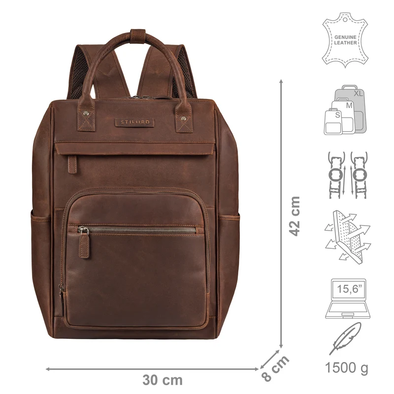 "Wendelin" Premium Leder Rucksack mit Laptop-Fach