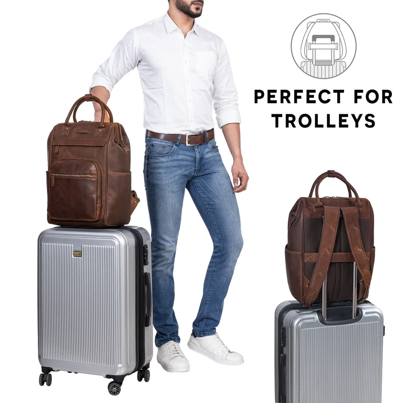 "Wendelin" Premium Leder Rucksack mit Laptop-Fach