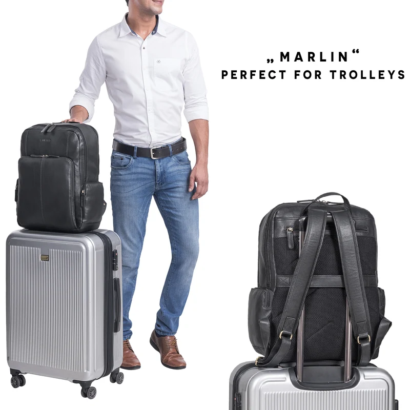 "Marlin" Eleganter Laptoprucksack Leder