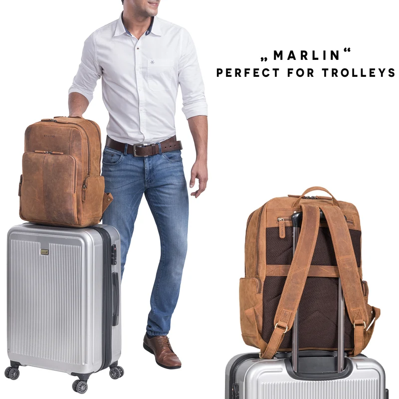 "Marlin" Eleganter Laptoprucksack Leder