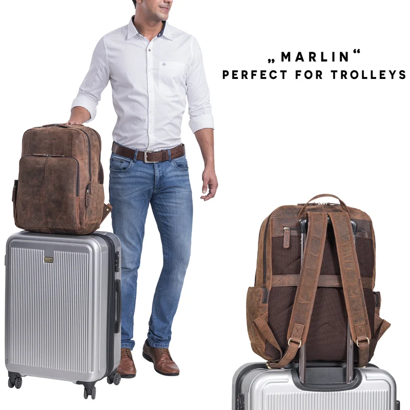 "Marlin" Eleganter Laptoprucksack Leder