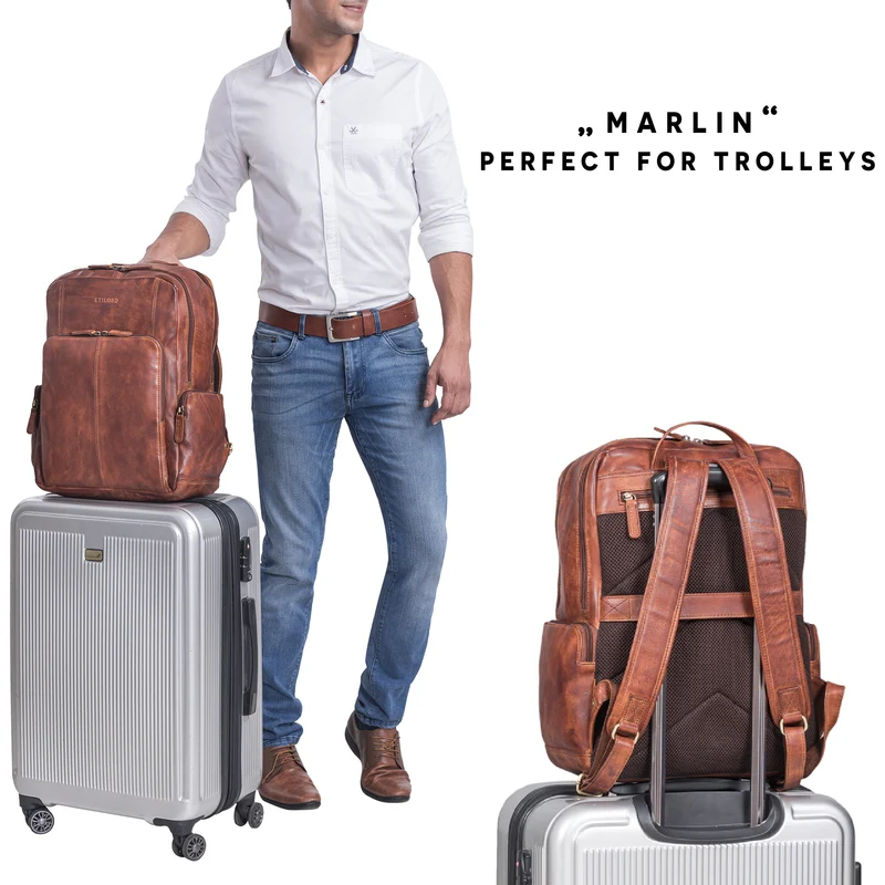 "Marlin" Eleganter Laptoprucksack Leder