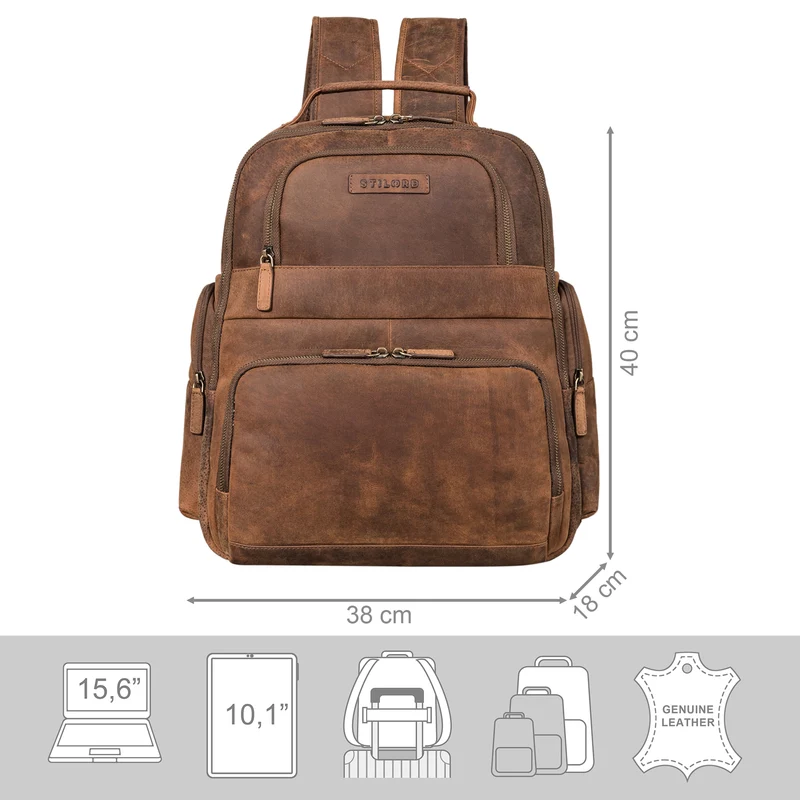 "Josef" XXL Leder Rucksack mit Laptop-Fach 15,6 Zoll Herren und Damen