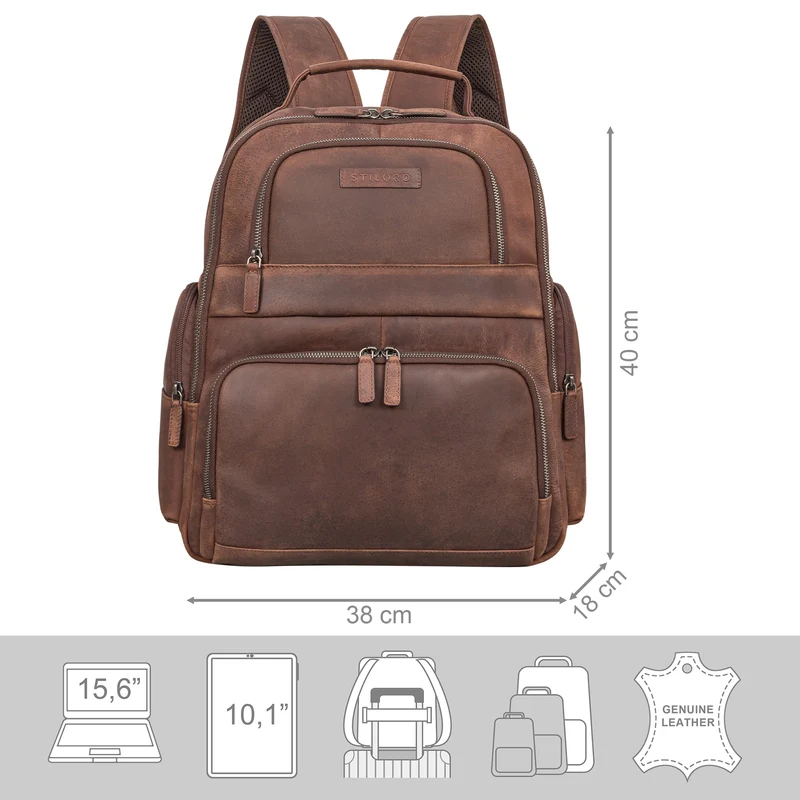 "Josef" XXL Leder Rucksack mit Laptop-Fach 15,6 Zoll Herren und Damen
