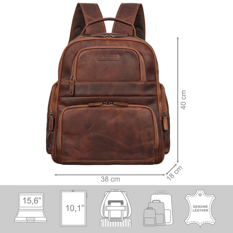 "Josef" XXL Leder Rucksack mit Laptop-Fach 15,6 Zoll Herren und Damen