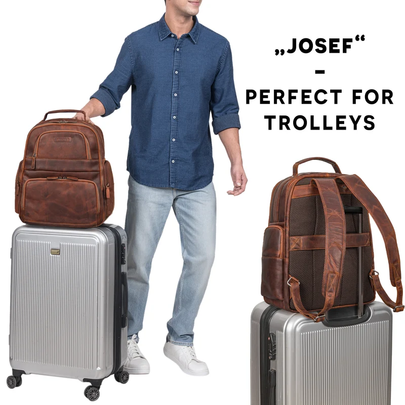 "Josef" XXL Leder Rucksack mit Laptop-Fach 15,6 Zoll Herren und Damen