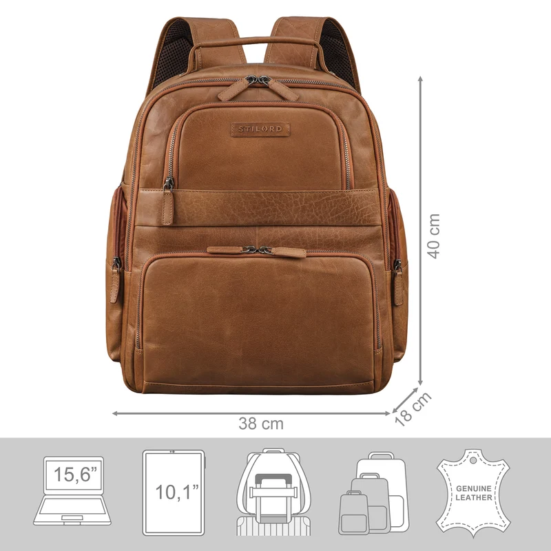 "Josef" XXL Leder Rucksack mit Laptop-Fach 15,6 Zoll Herren und Damen