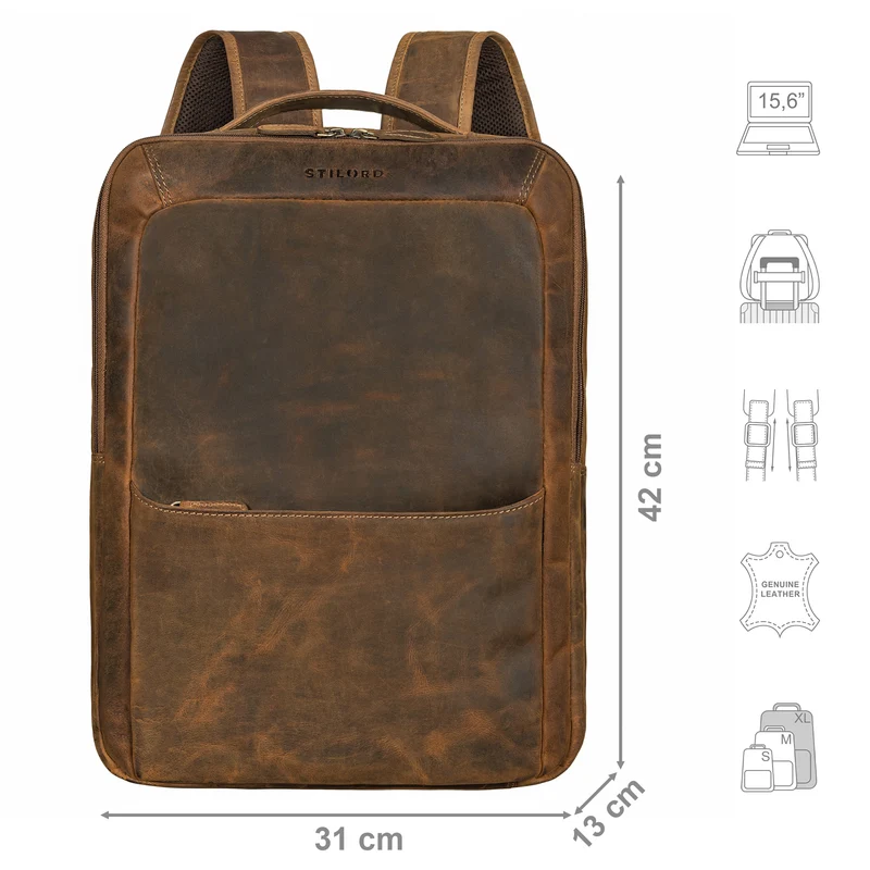 "Kalle" Großer Laptop Rucksack 15,6 Zoll mit vielen Fächern Laptopfach