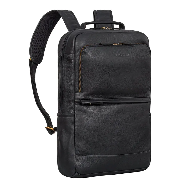 "Barney" Schmaler Laptop Rucksack 15,6 Zoll Leder für Damen und Herren