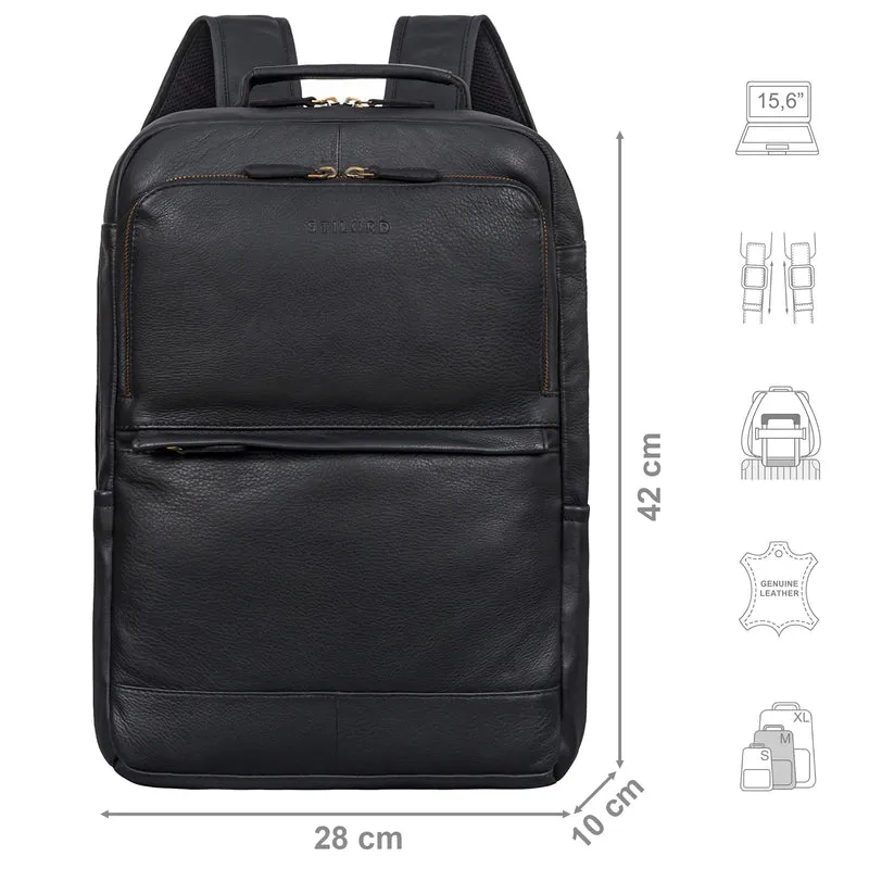 "Barney" Schmaler Laptop Rucksack 15,6 Zoll Leder für Damen und Herren