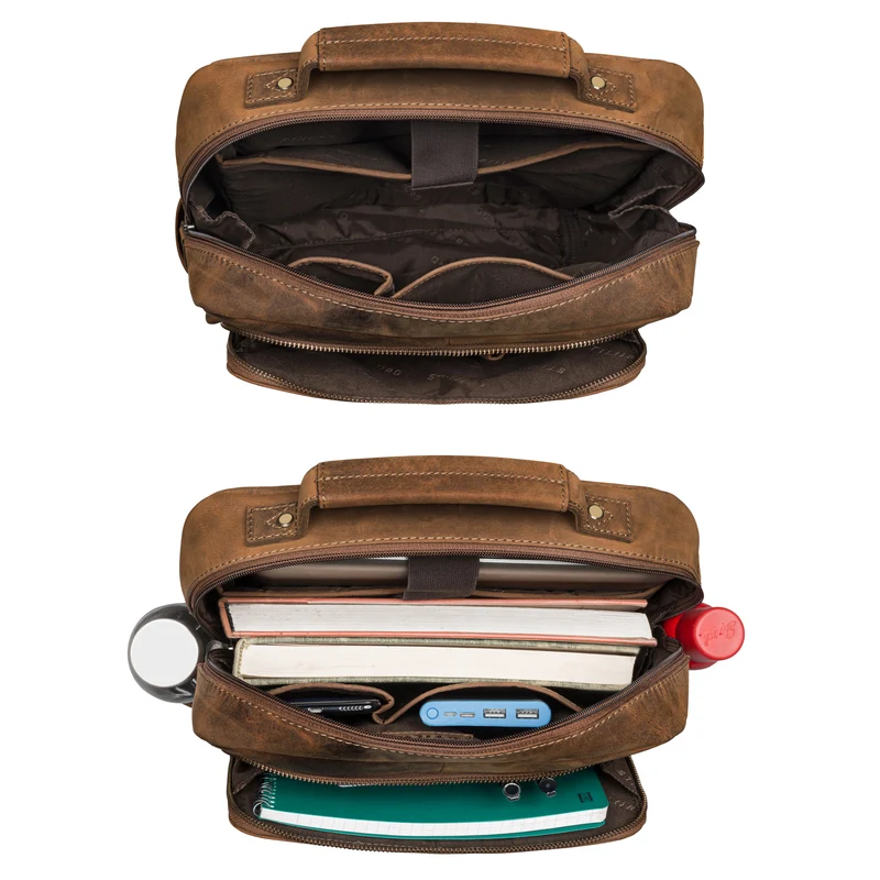 "Barney" Schmaler Laptop Rucksack 15,6 Zoll Leder für Damen und Herren