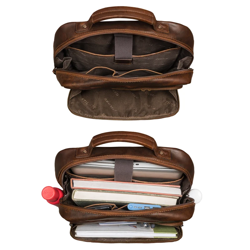 "Barney" Schmaler Laptop Rucksack 15,6 Zoll Leder für Damen und Herren