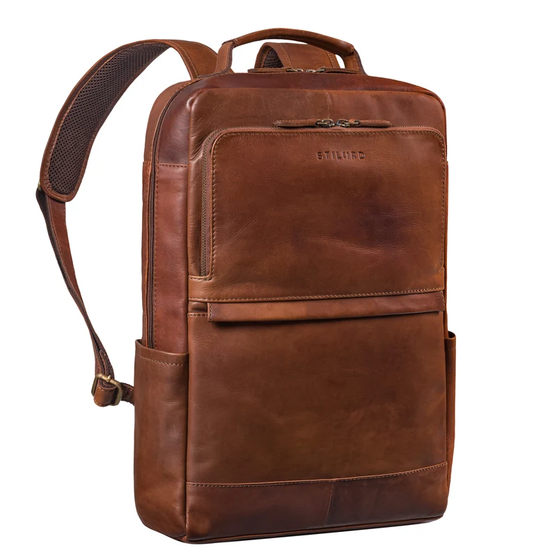 "Barney" Schmaler Laptop Rucksack 15,6 Zoll Leder für Damen und Herren