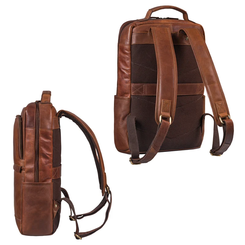 "Barney" Schmaler Laptop Rucksack 15,6 Zoll Leder für Damen und Herren