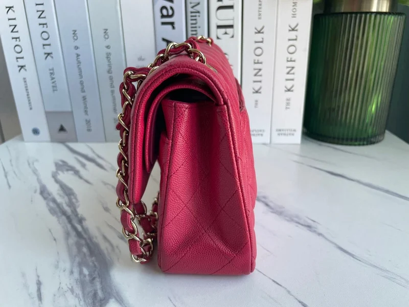 Chanel Red Timeless Flap Bag Kaviarleder Klein