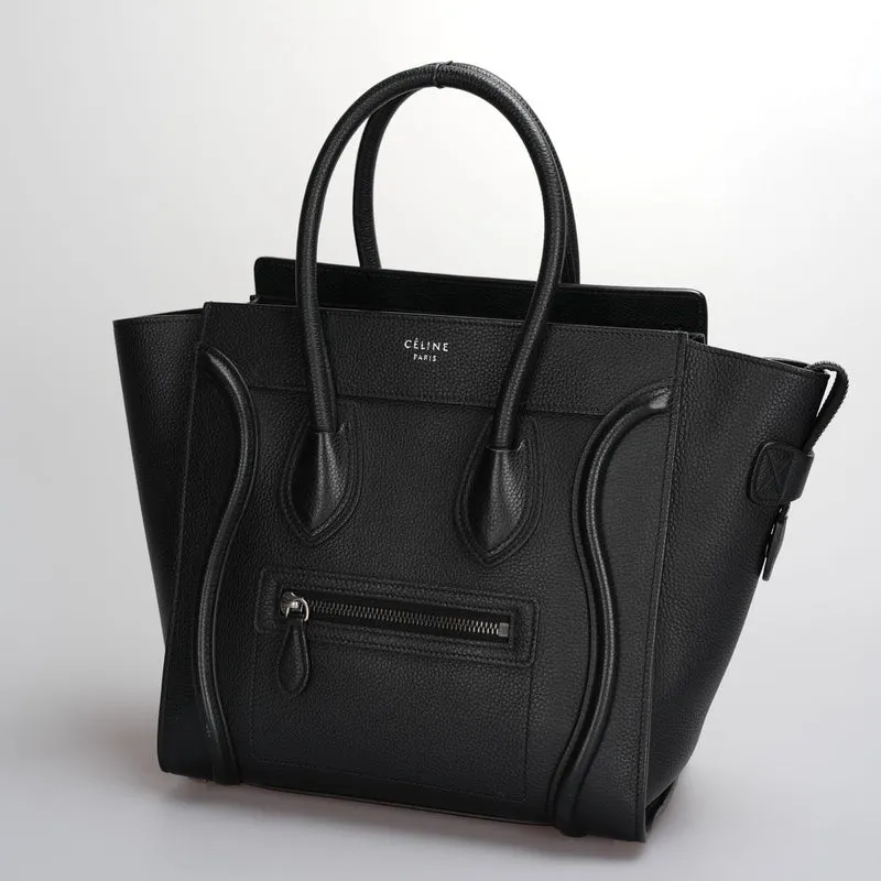 CELINE Micro Luggage Lederhandtasche in Schwarz