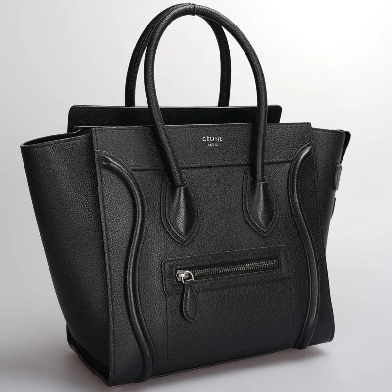 CELINE Micro Luggage Lederhandtasche in Schwarz