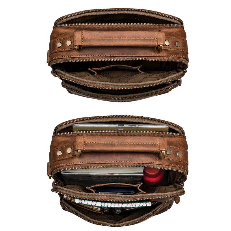 "Joe" Modische Herrentasche mit Handgriff zum Umhängen aus Leder