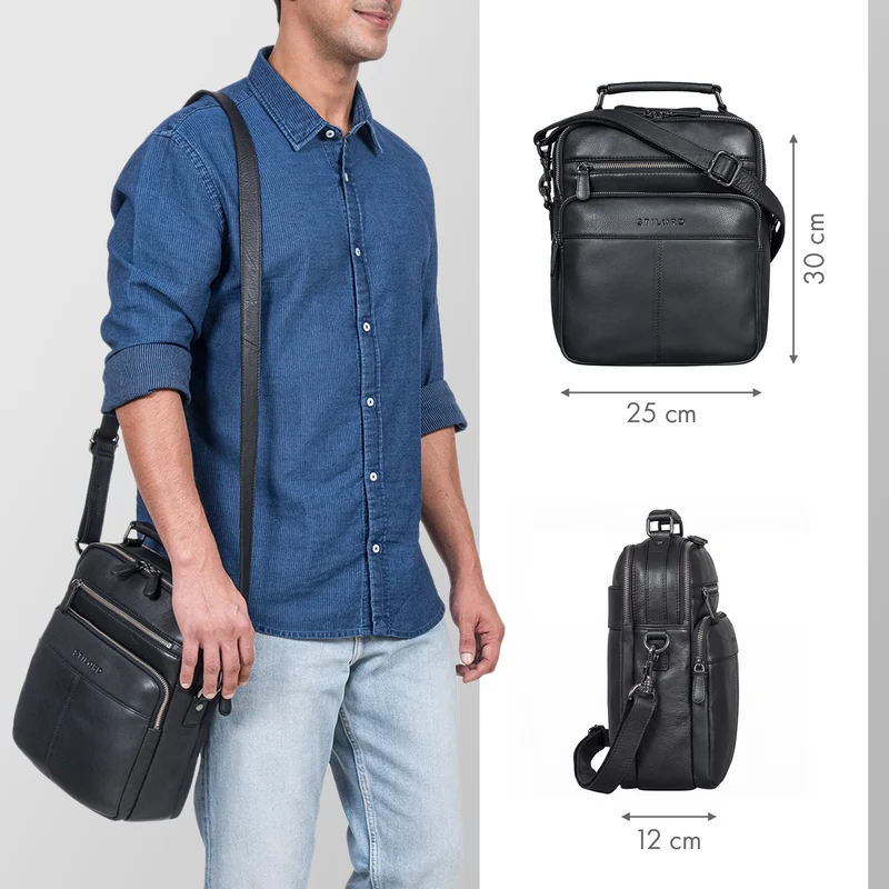 "Joe" Modische Herrentasche mit Handgriff zum Umhängen aus Leder